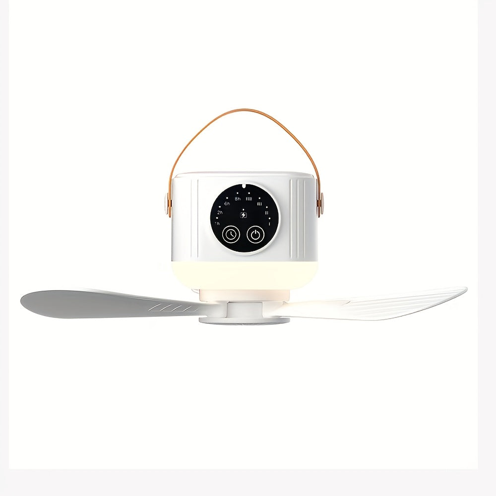 Remote Control Hanging Ceiling Fan, USB Rechargeable Portable Outdoor Fan with LED Ambient Light, Large Capacity Battery Long Lasting, High Speed Personal Fan, Fast Cooling Fan for Summer Camping