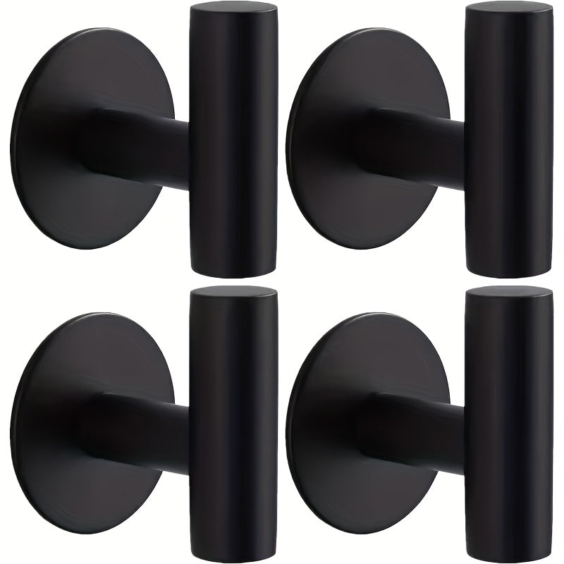 1/2/4-Pack Plastic Adhesive Hooks - No-Drill Self-Adhesive Sticky Hooks for Bathroom, Hats & Closet Storage, Wall Mount, Silver/Black/Gold