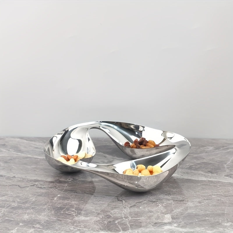 1 High-Quality Silver Stainless Steel Candy Dish, Suitable for Kitchen, Living Room, Dining Room as Appetizer Tray, Snack Bowl, Multi-Functional Snack Tray for Nuts, Candy, Salad, Fruit, Snacks