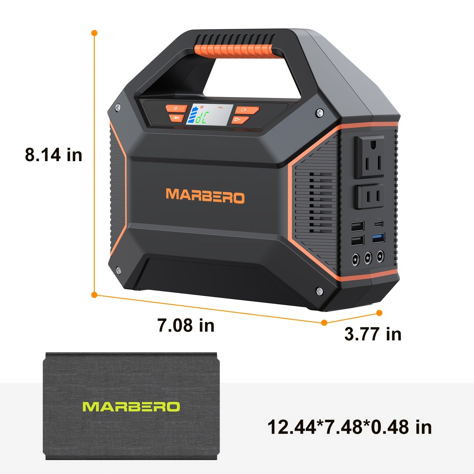 行動式電源站 296Wh&60W太陽能板/155Wh&30W太陽能板/296Wh/155Wh，露營太陽能發電機鋰電池組，帶110V 2*AC QC3.0 USB埠的LED手電筒，適用於家庭露營房車膝上型電腦應急電源備用聖誕禮物