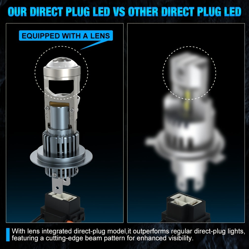 2-Pack High/Low Beam 120W H4 H7 LED Car Lens Headlight Bulbs, Super Bright 60000LM H11 9005 HB3 9006 HB4 Car Lens Lights, Turbo LED Lights, Car Headlights, Plug-and-Play, 12V, with Canbus Interface