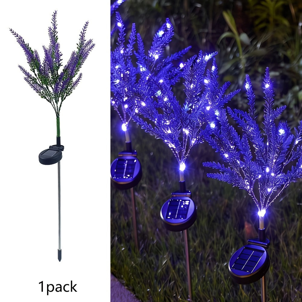 1 Pack Solar LED Lavender Garden Light with 7 Artificial Flowers, Outdoor Decorative Light, New Rural Plant Flower Light, Perfect for Pathways, Lawns, Backyards – Auto On/Off Landscape Lighting, Solar Christmas