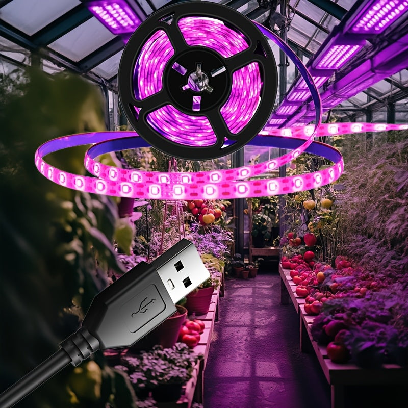 118.11 Inch LED Plant Light Strip, USB Smart Grow Light Strip, 5V 2835 Full Spectrum Grow Lamp, Supplemental Light for Vegetables, Flowers & Succulents, USB Powered, Easy to Use, Boost Plant Photosynthesis