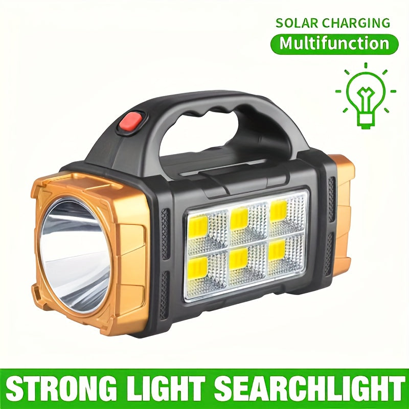 Multifunctional Rechargeable Solar Flashlight, Portable Handheld Emergency Flashlight with 1500mAh Battery, USB Charging and Red Light Mode, Ideal for Camping, Fishing and Outdoor Adventure