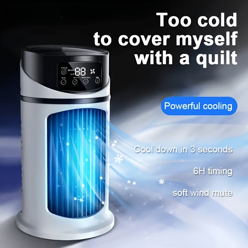 2026 Upgraded Portable Air Conditioner, 6-Speed Cooling Fan with 7-Color Ambient Light, Quiet Humidifying Fan, 3-in-1 Mini Cooler, Compact Cooling Device for Home Office Small Spaces, Perfect Home & Travel Gift