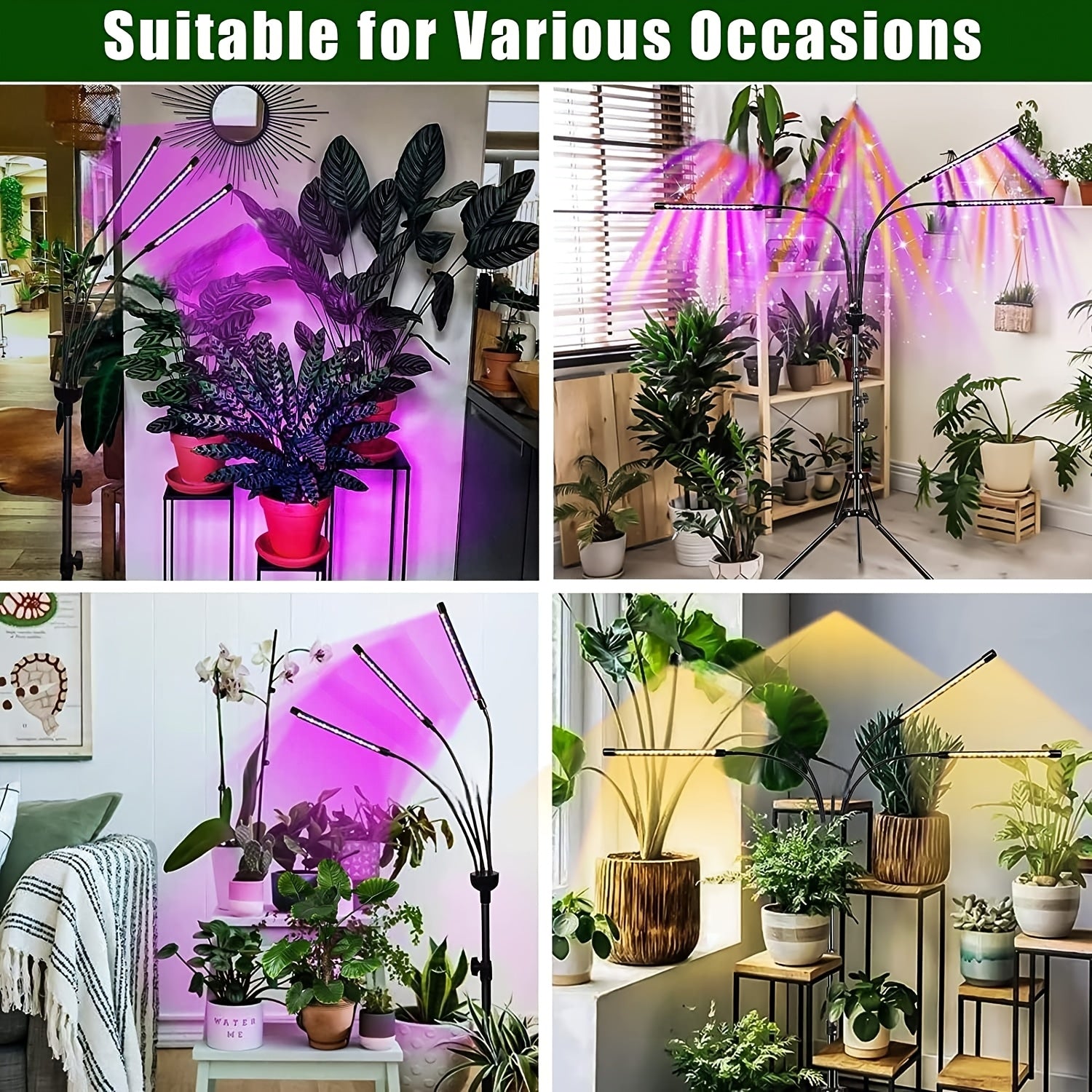 Adjustable Height Tripod 3-Head Plant Grow Light, High Lumen Output, Powered Design with Timer & Brightness Control, Full Spectrum Floor Standing Grow Lamp, Perfect for Small Plants, Vegetables and Fruits