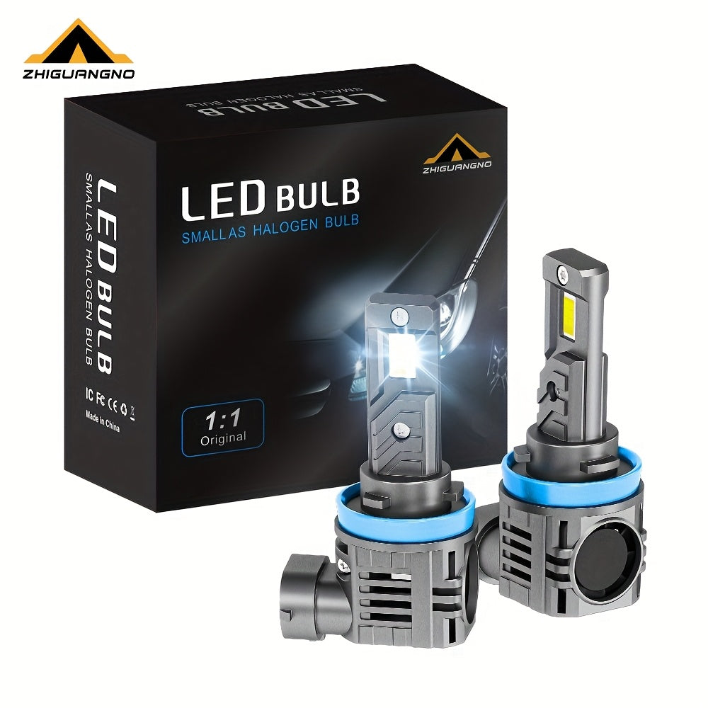 2-Pack H11 HD Super Bright Car Lights CSP Chip 12V 6000K LED Headlight Fog Light, with Built-in Fan, Aluminum Housing, No Battery Needed, Easy Installation, Fits Most Car Models