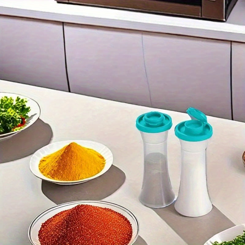 2 Extra-Large Salt & Pepper Shakers, Moisture-Proof Salt Collector – Perfect for Camping, Picnic, Outdoor Kitchen, Lunch Box, Travel – Clear Spice Jars with Red Lids – Plastic Airtight Spice Dispensers, BBQ Seasoning Shakers, Powder Dispensers
