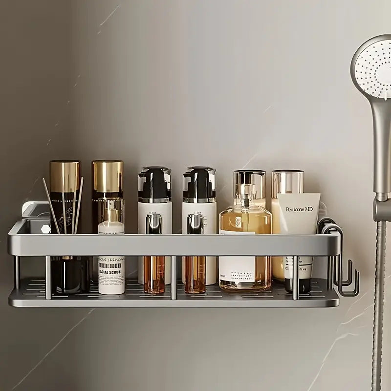 1/2/3-Piece Metal No-Drill Bathroom Shelf - Thickened & Easy Install, Wall Mount Storage Rack, Large Capacity Black-Silver Multi-Functional Holder for Bathroom & Toilet