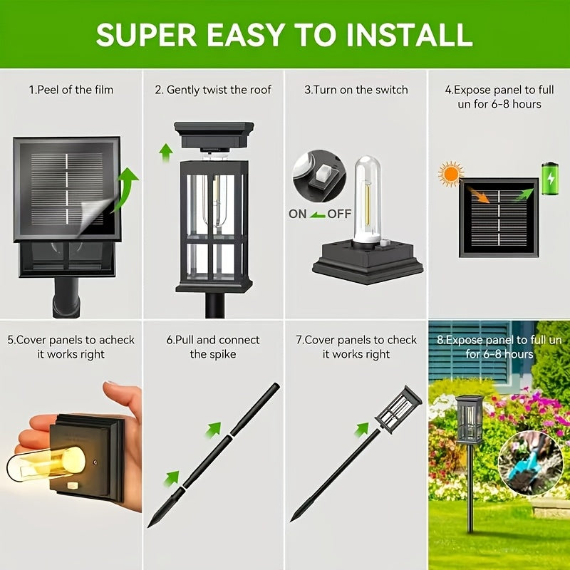 Solar LED Lawn Light - Warm Light, High-Quality Outdoor Garden Lighting, Suitable for Villa, Garden, Patio and Walkway - Available in 4/6/8-Pack, Easy to Install, Solar Garden Light IP54