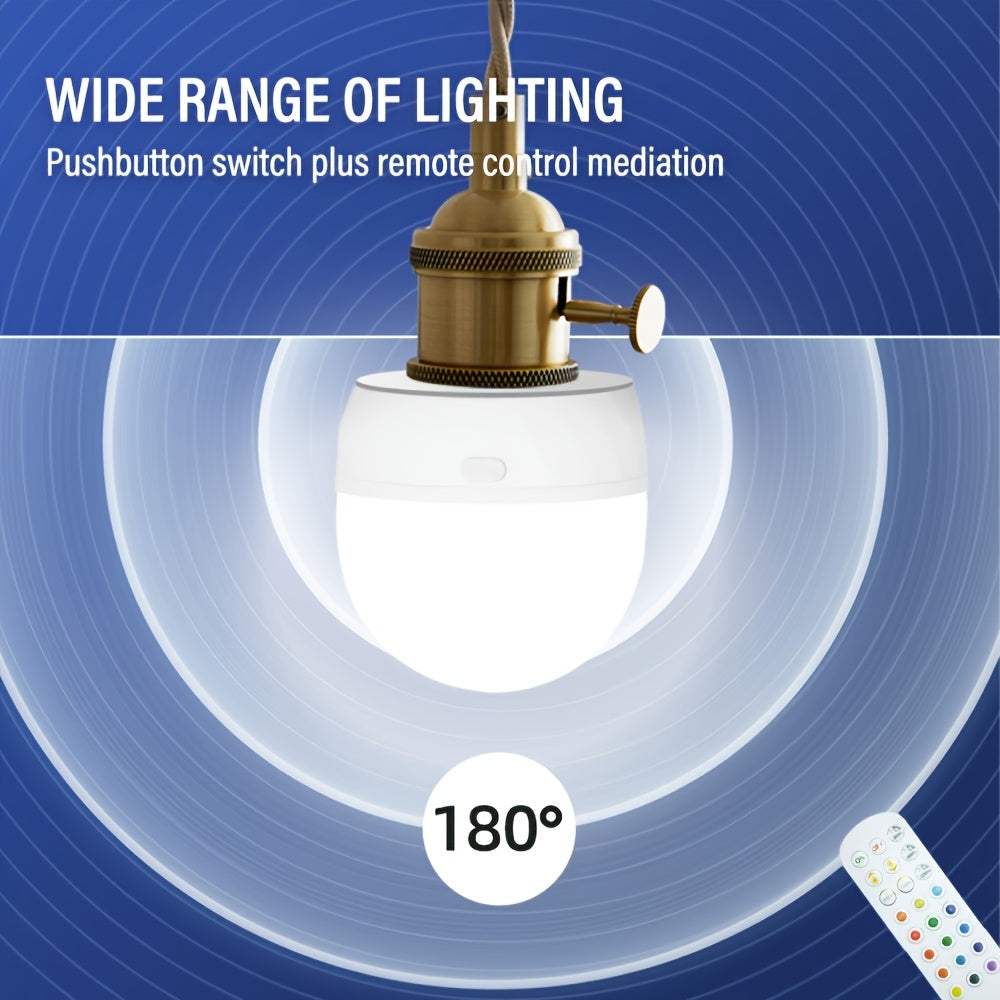 2PCS rechargeable smart RGB light, E26/E27 base bulb, 15 colors, with remote control for adjustable color temperature and brightness LED light, USB rechargeable bulb, suitable for living room, bedroom, chandelier, floor lamp