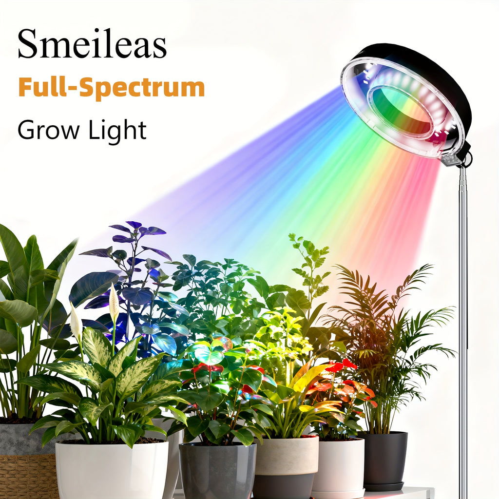2-Pack Smeileas Full Spectrum Magnetic LED Grow Light, 3/6/9H Auto Timer, 4 Brightness Levels, 360° Rotatable, Height Adjustable & Detachable Lamp Head, Perfect for Syngonium, Aglaonema, Succulents, Mint & Plant Lovers