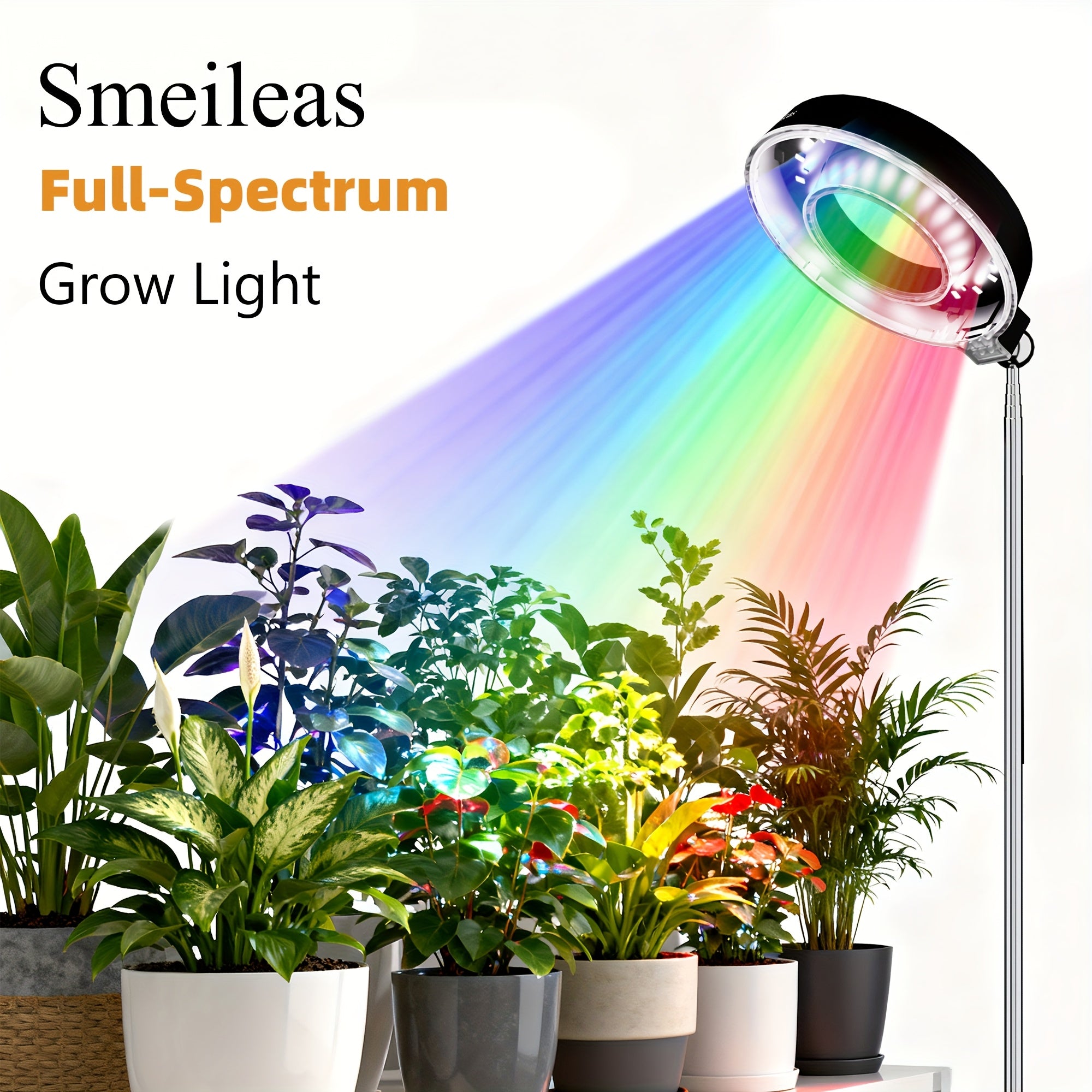 2-Pack Smeileas Full Spectrum Magnetic LED Grow Light, 3/6/9H Auto Timer, 4 Brightness Levels, 360° Rotatable, Height Adjustable & Detachable Lamp Head, Perfect for Syngonium, Aglaonema, Succulents, Mint & Plant Lovers