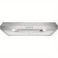 30-Inch Under-Cabinet Range Hood, Silver Stainless Steel Kitchen Vent Hood, 600CFM Stove Exhaust Fan, 3-Speed Fan, 2 Bright LED Lights