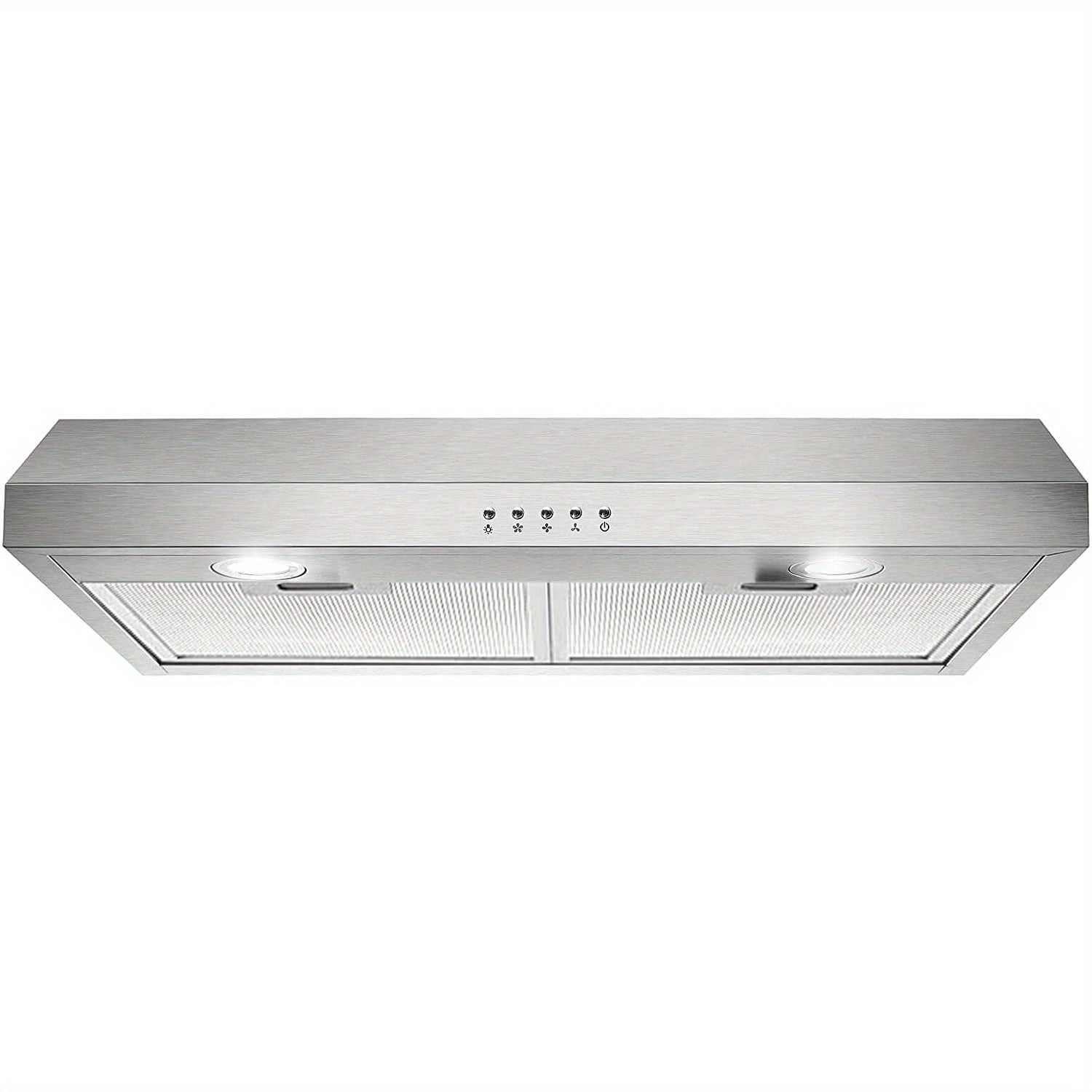 30-Inch Under-Cabinet Range Hood, Silver Stainless Steel Kitchen Vent Hood, 600CFM Stove Exhaust Fan, 3-Speed Fan, 2 Bright LED Lights