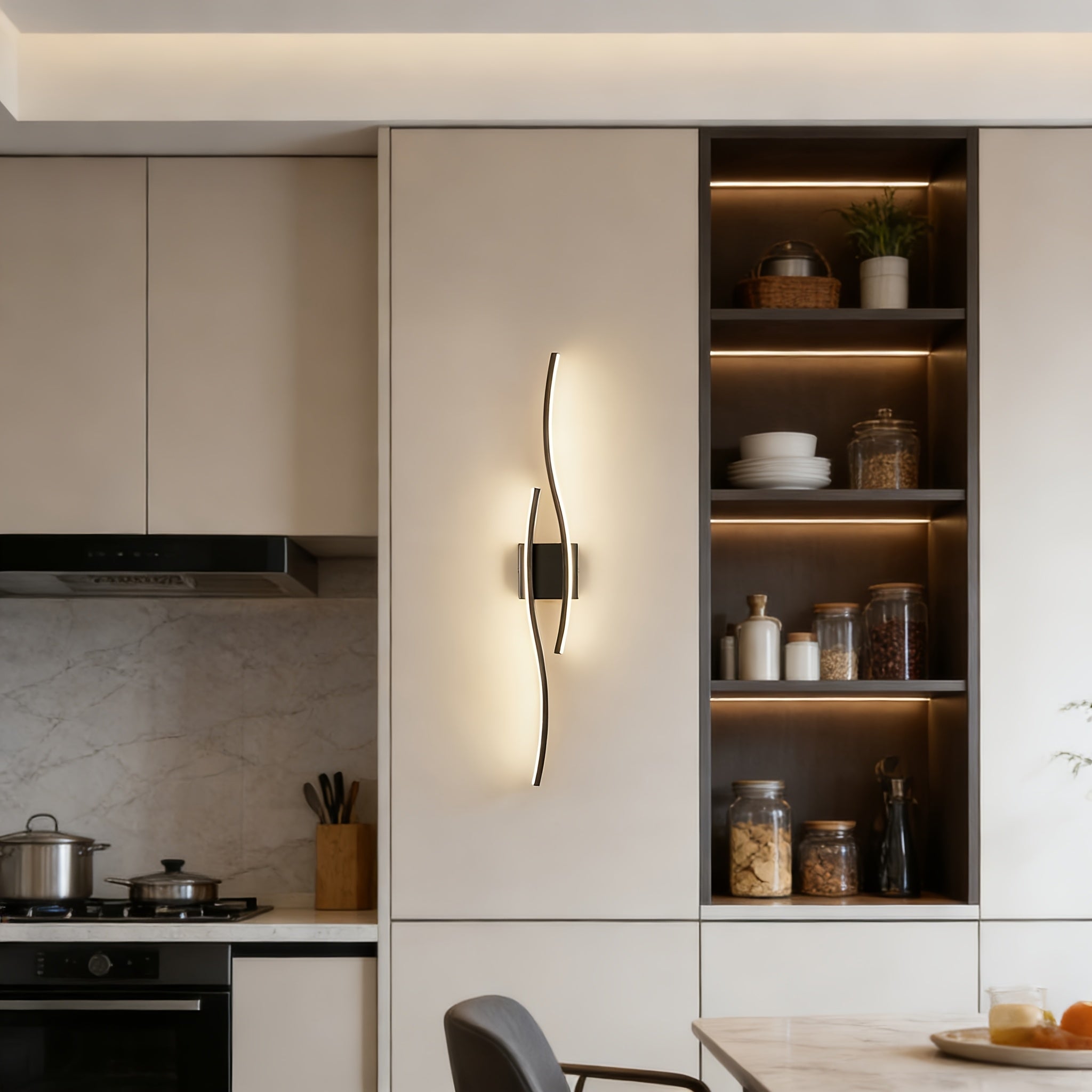 1PC Black LED Wall Light, Rechargeable Wall Fixture, Removable Recessed Installation, 3-Color Dimmable, Perfect for Living Room, Bedroom, Dining Room, Cafe, Hotel and Bathroom, Decorative Wall Light | Modern Lighting Sconce