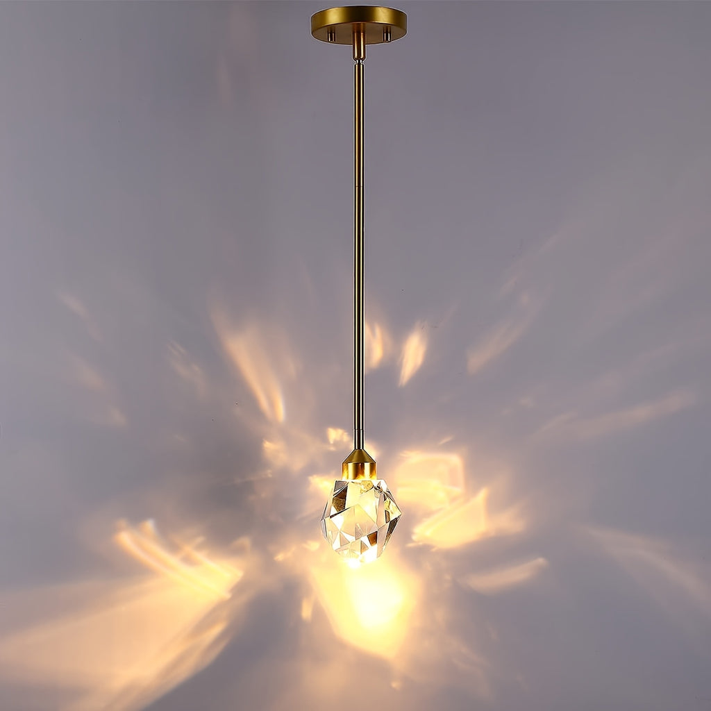 Gold crystal diamond pendant light, kitchen light fixture with lampshade, small hanging ceiling light, modern globe pendant light, suitable for living room, bedroom, bathroom, dining room, bar and home decoration