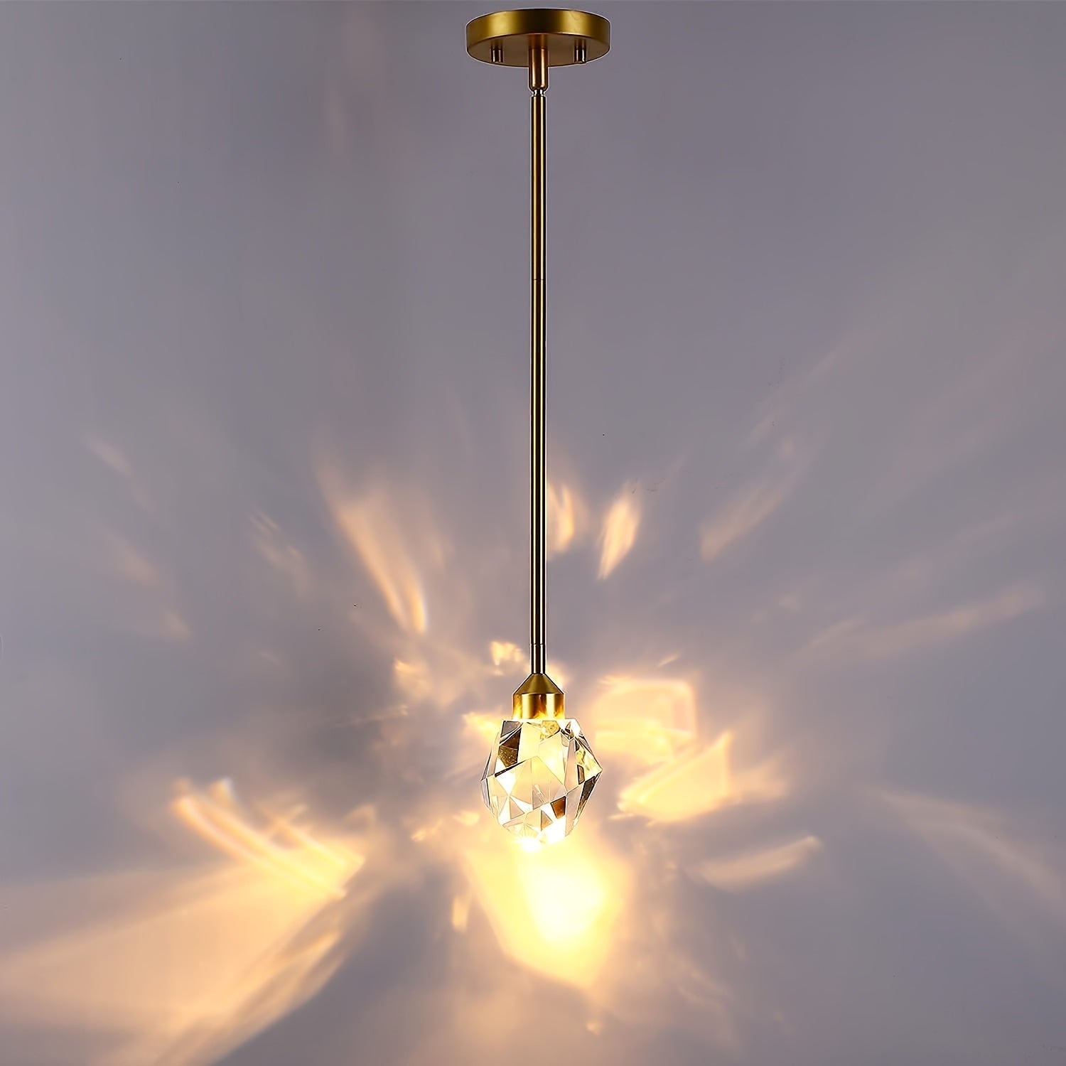 Gold crystal diamond pendant light, kitchen light fixture with lampshade, small hanging ceiling light, modern globe pendant light, suitable for living room, bedroom, bathroom, dining room, bar and home decoration
