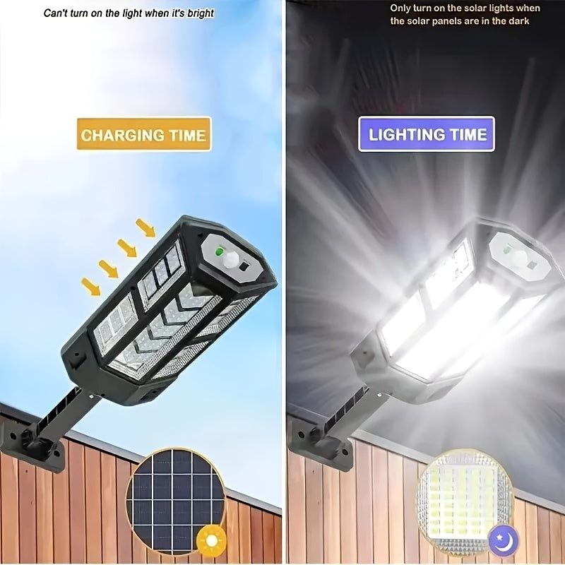 1 Pack 43 High-Power LED Solar Light, Commercial Street & Area Lighting, Outdoor LED Wall Light, 3-Mode Sensor Street Light, Exterior Wall Light with Remote Control, Solar Charging Security Light for Garden, Courtyard, Pathway