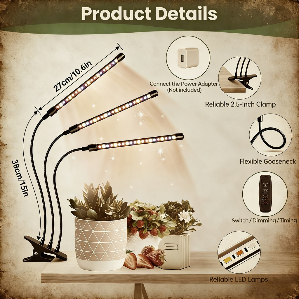 3 tubes, plant grow light, LED full spectrum grow light.