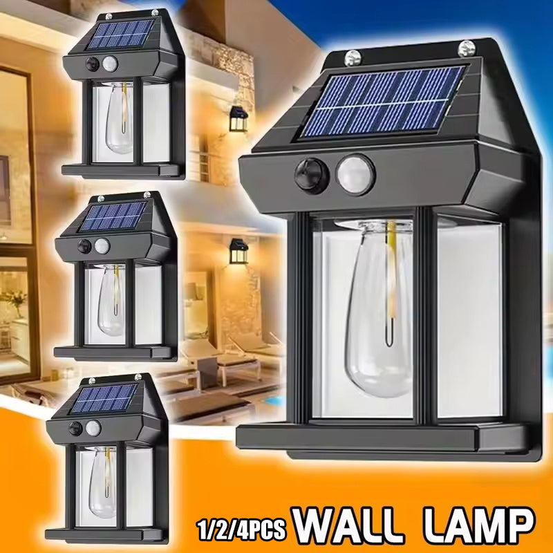 1/2/4 Pack Smart LED Solar Light, PIR Motion Sensor Solar Wall Light, Outdoor Solar Charging High Brightness Street Light, 3 Modes Solar Powered Decorative Garden Light Security Lighting, Mini Step Light, Perfect for Porch, Pathway, Courtyard