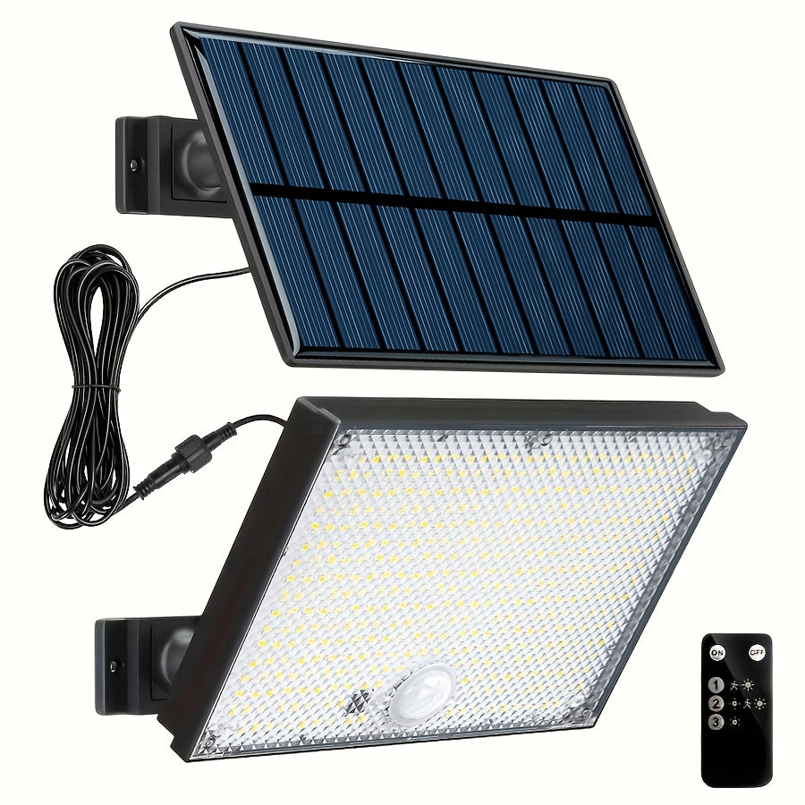1P/2Pcs 400LED Outdoor Solar Wall Light with Motion Sensor Lighting, LED Cool White Solar Flood Light, High Brightness Solar Street Light, Larger Solar Panel, Easy Installation, Super Bright, Automatic ON/OFF, for Porch, Yard, Garage, Fence