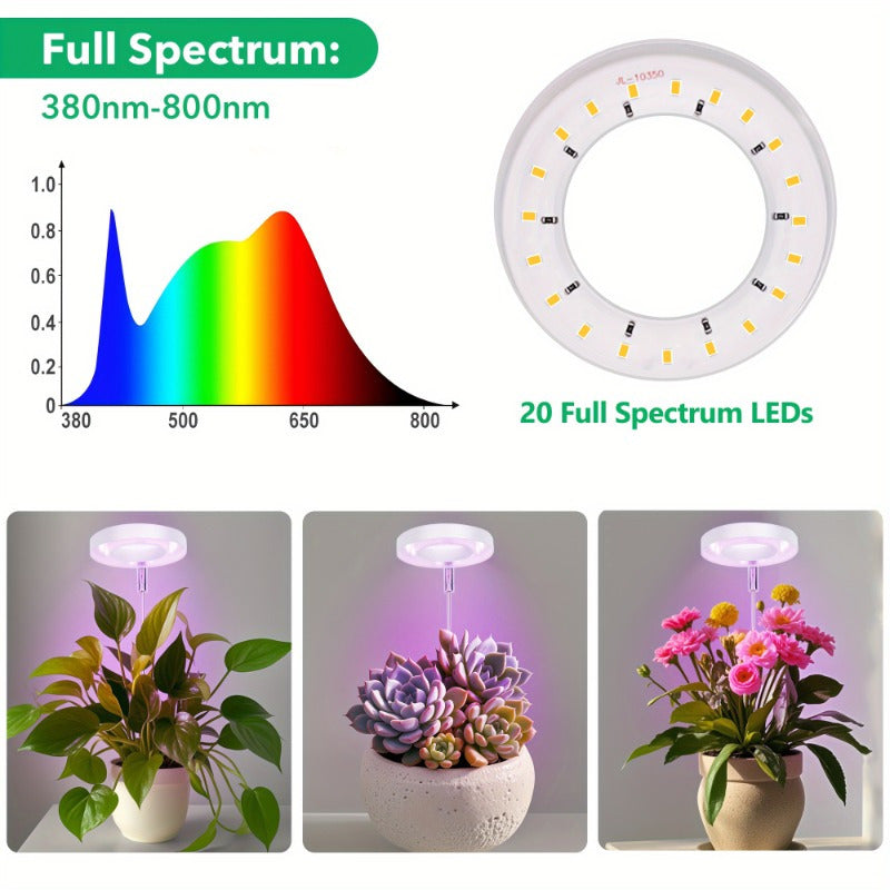 LED Full Spectrum Plant Grow Light, Adjustable Desktop Plant Light Strip with 2/4/8H Auto Timer, Summer-like Sunlight for Plants, 4 Dimming Levels, Height Adjustable 8-26 Inch, Ideal for Indoor Plant Growth