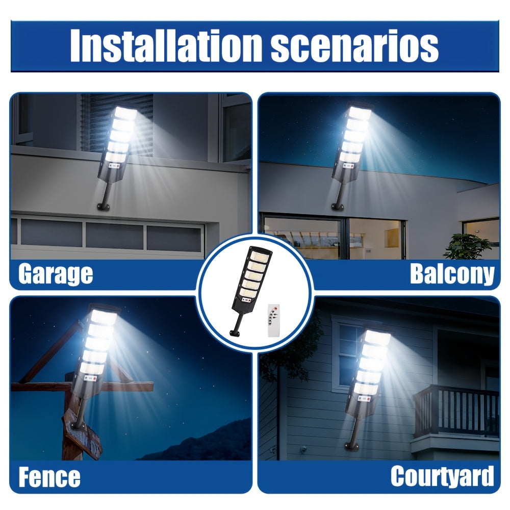 Super Bright Solar Motion Sensor Street Light, High Power LED Solar Outdoor Courtyard Light, with Remote Control and Motion Sensor, Wide Angle Illumination Light, Perfect for Garage, Backyard, Doorway, Street Lighting, Garde