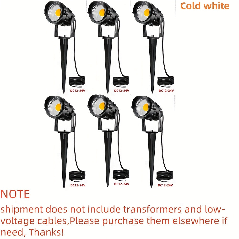 2/4/6/8/10 pcs low voltage LED landscape light | 6W, 12V-24V, outdoor Christmas spotlight, warm white, cool white, IP66 lighting lamp suitable for gardens, paths, walls, trees, flags