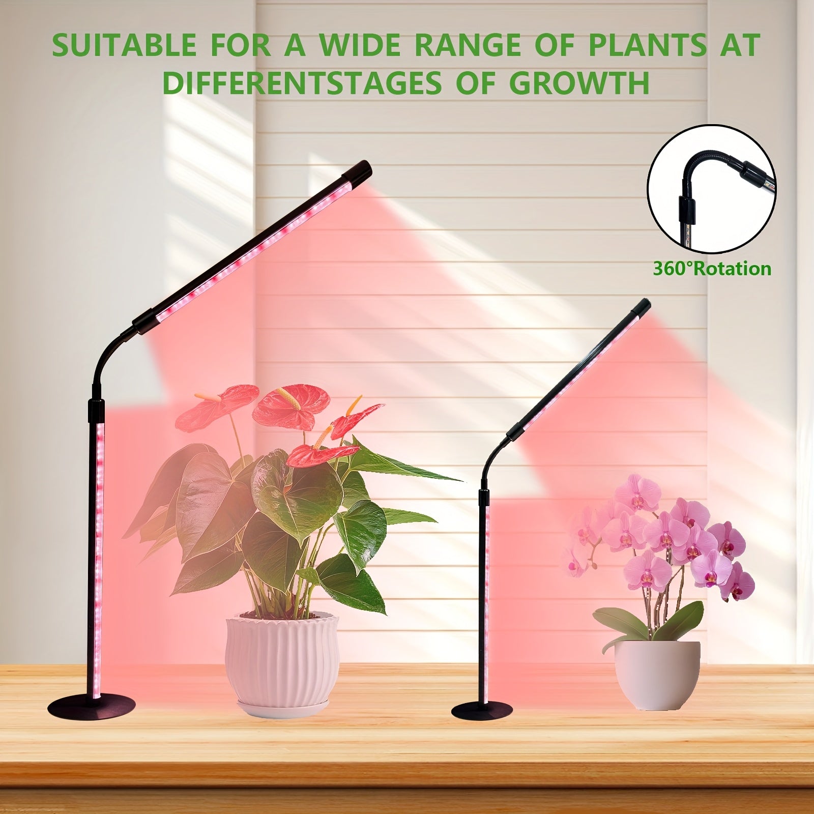 1/2-Pack Full Spectrum Plant Grow Light, Ultra-Thin LED Grow Light Strip, 3/9/12H Auto On-Off Timer, 3 Lighting Modes, Ideal for Indoor Plant Growth