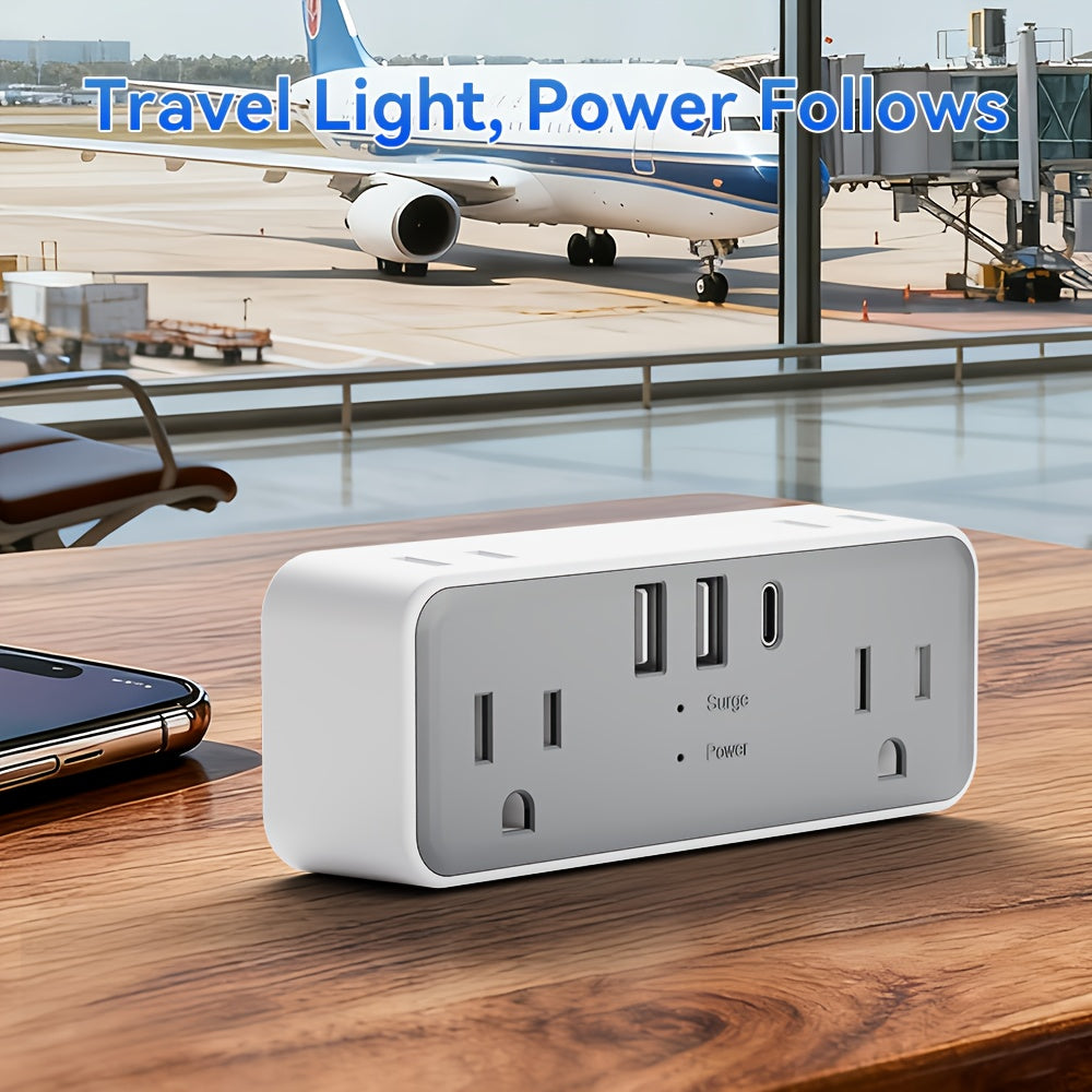 This Is a US JP Plug Extension Socket Equipped with USB Ports, Designed for Travel And Featuring Surge Protection. It Is Compatible with Sockets in Various Countries Including America, Japan, China, The Philippines, Canada, Mexico