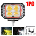 1 Piece LED Motorcycle Projector Lens Headlight, Work Light for Car and Motorcycle, Compatible with Motorcycles, Sedans, SUVs, UTVs, ATVs, White/Yellow Dual Color + Red/Blue Demon Eye, Easy Installation