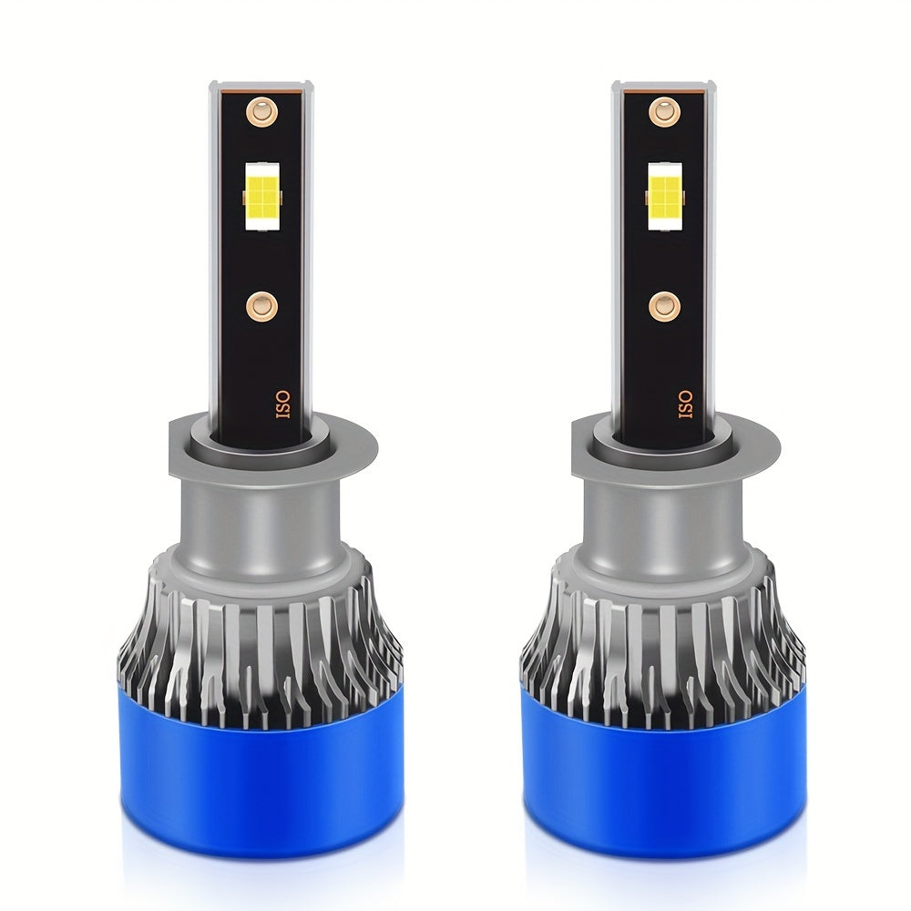 2Pcs H1 H7 H11 9005 9006 9012 H4 H13 9007 9004 LED Car Headlights, Brightness 3570 CSP Chip 6000K White Light 60000 Lumens 200W High/Low Beam Fog Light Fast Heat Dissipation