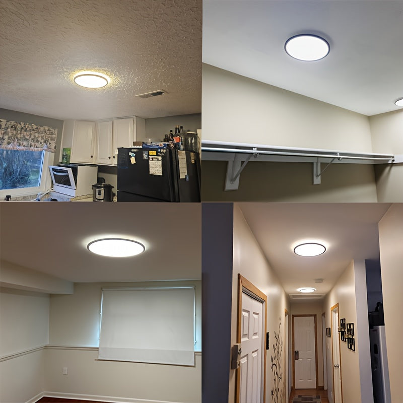 1/2/4/6/8/10 PA 12-Inch LED Flush Mount Ceiling Light, 28W 3200lm Black Ultra-Thin Flat Mount Light, 3 Color Temperatures in One 3000K/4500K/6000K Low-Profile Lighting Fixture, Suitable for Bathroom and Kitchen