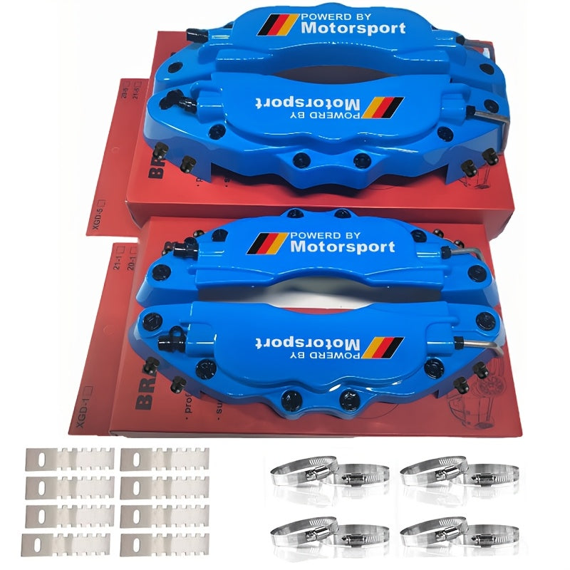 Screw-Fixed ABS Plastic Brake Caliper Cover Set, 4 Pieces, with Motorcycle Sports Logo, Car Styling Accessory