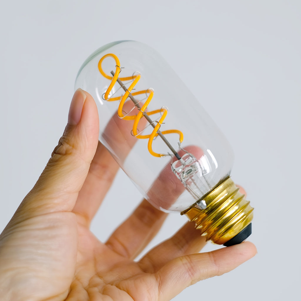 2-pack vintage Edison bulb, warm yellow light 2300K E26 screw base dimmable bulb, T14 T45 tubular LED tube, AC 120V, clear glass cover