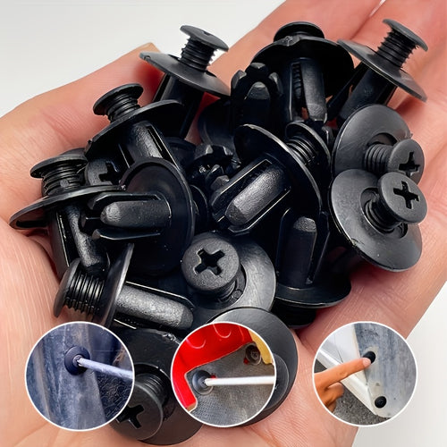 100/200-Piece 6mm/8mm Automotive Plastic Rivet Fasteners – For Door Trim Panel Fixing, Black Simple & Practical Essential Accessories, Fender Bumper Edge Molding Clips, Auto Bumper Rivets, Interior Trim Accessories, Decorative Trim Clips