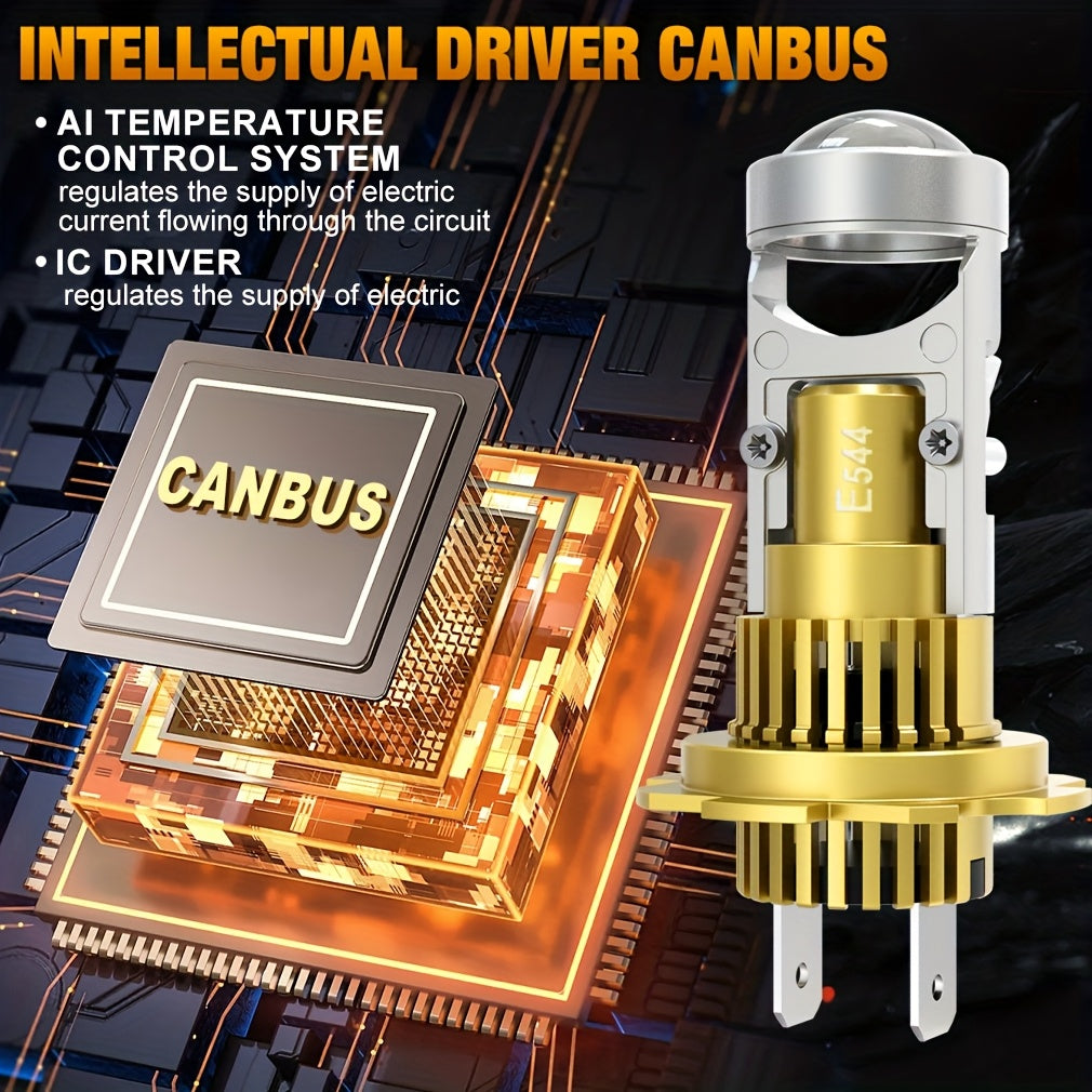 S&D 2-Pack High/Low Beam 150W H4 H7 LED Car Lens Headlight Bulbs, 60000LM H11 9005 HB3 9006 HB4 Car Lens Lights, Turbo LED Lights, Super Bright Car Headlights, Plug-and-Play, 12V, with Canbus Interface