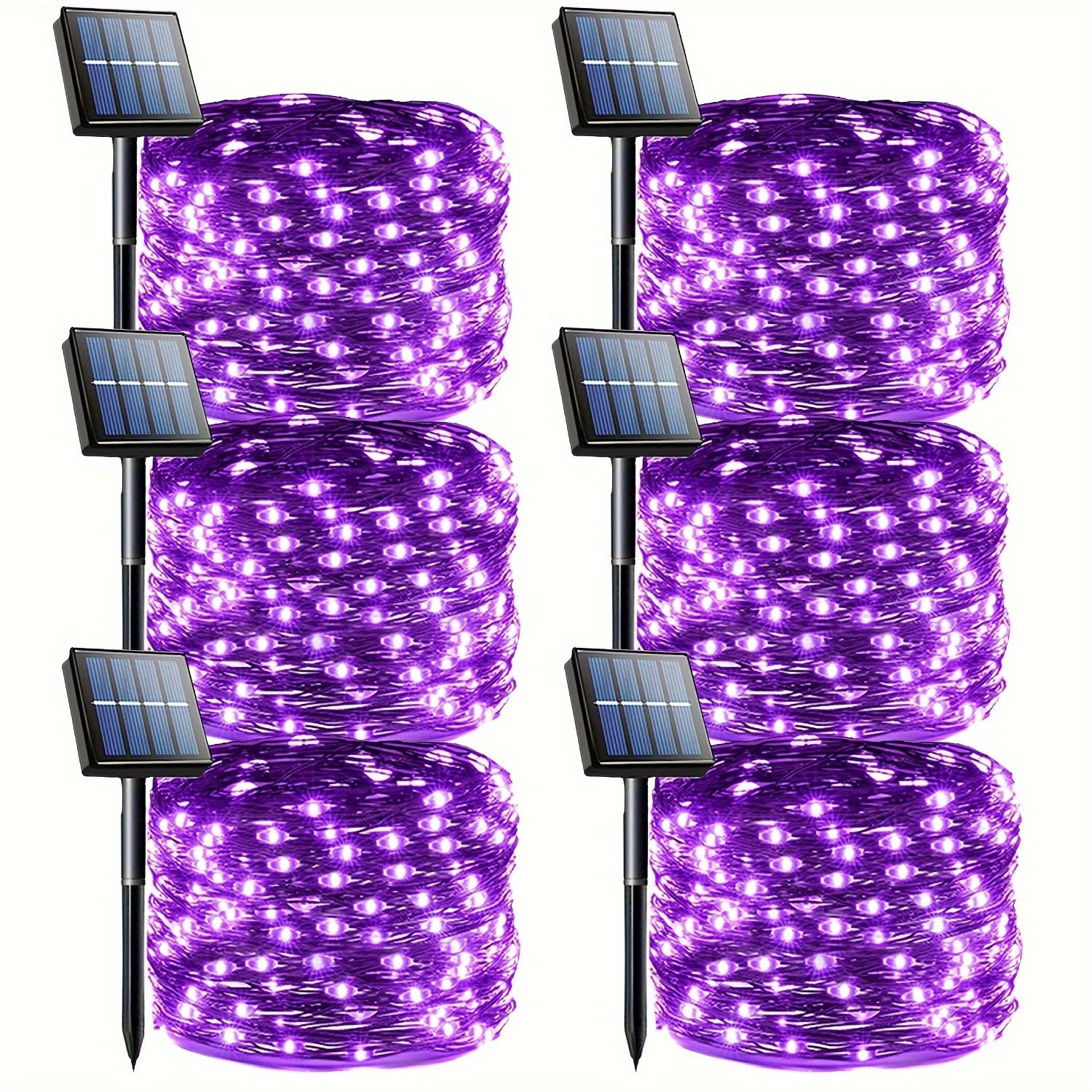 4/6 件套共 196 英尺 600 LED 太阳能仙女灯，情人节圣诞节户外 8 种模式铜线串灯，适合情人节庭院婚礼甲板后院树花园围栏泳池派对