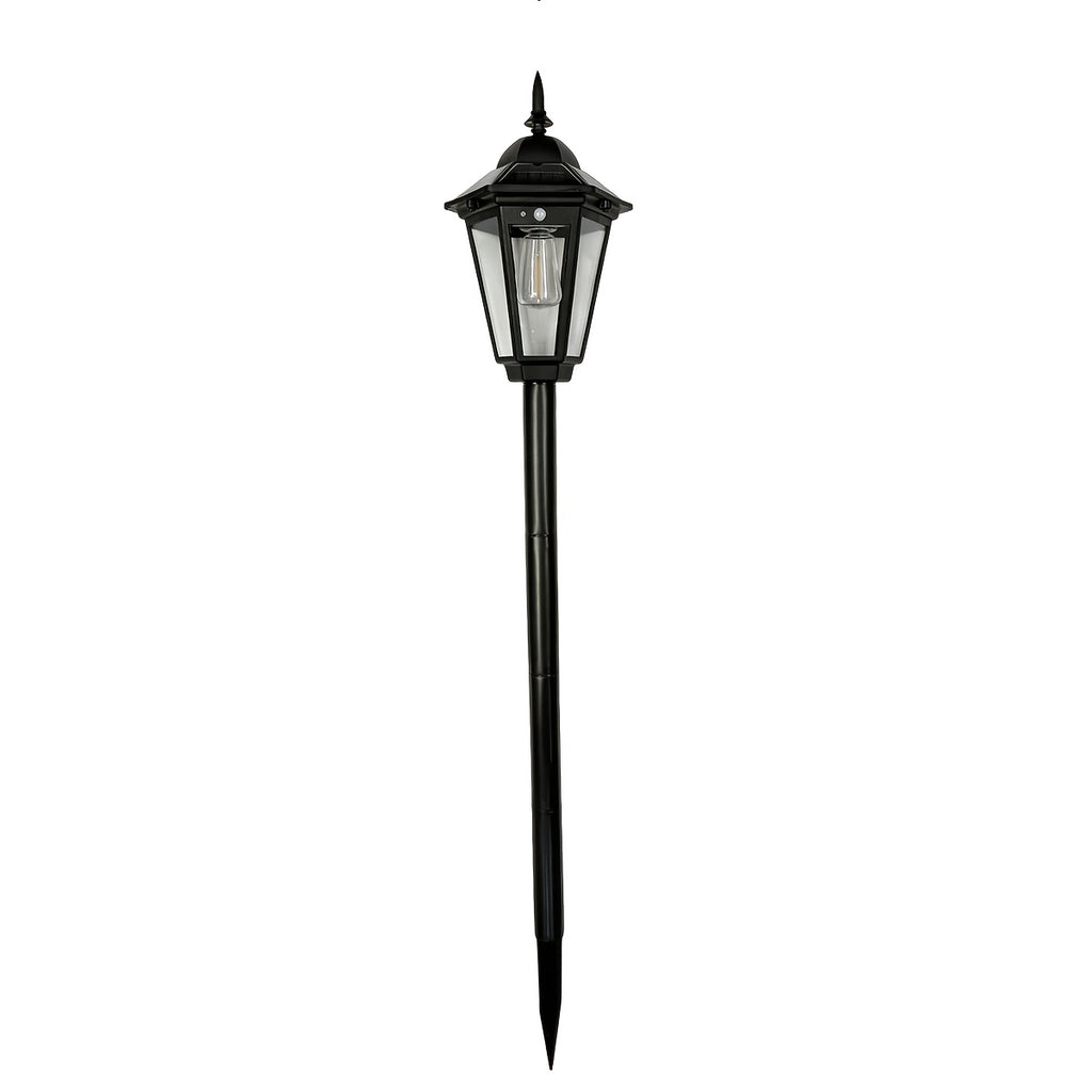 Large Solar Street Light with Motion Sensor and Smart Control, European Lantern Style Black LED Outdoor Light, Height 3.94ft, IP65 Waterproof, Durable Plastic and Long-Lasting Battery, Perfect for Courtyard, Garage, Door, Garden, Square, Street