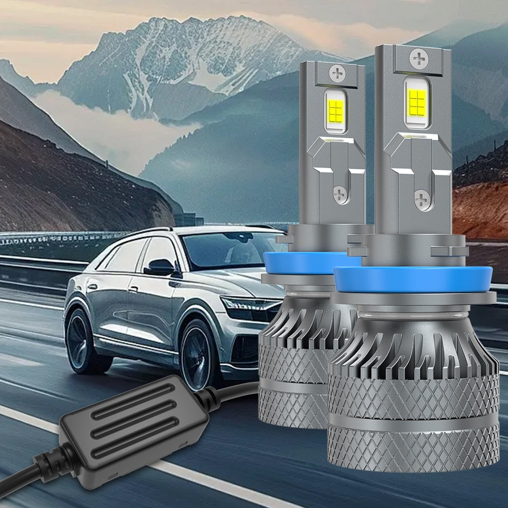 2PCS LED Car Headlights, Compatible with H11/H4/H1/H7, 9005/9006/9012 - 28500LM, Cool White Light, Plug-and-Play System, Built-in & External Driver, No Battery Needed.