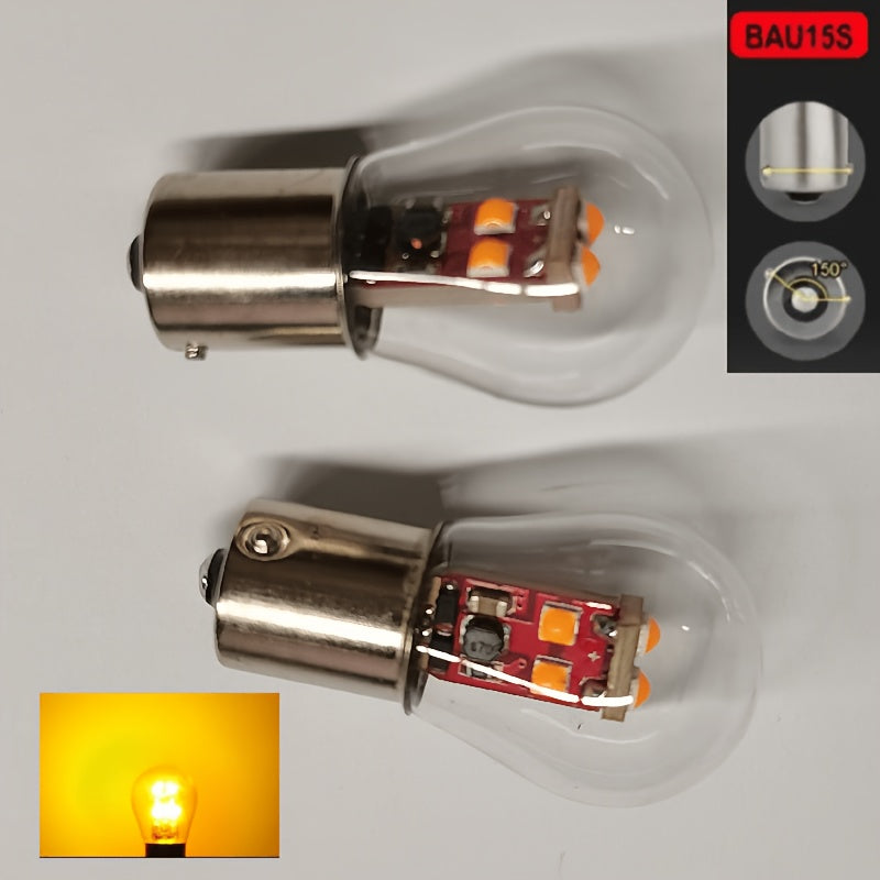Vehicle LED Headlight Set (2 Pieces), Includes Turn Signal Lights, Brake Lights and Various Bulb Types such as 1156, 1157, BA15S, BAU15S, BA15D and BAY15D. These P21/5W LED High Beams are Compatible with Cars and Trucks