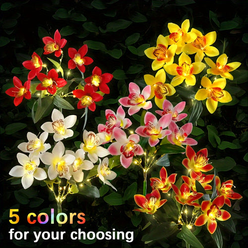 1/2 Piece Solar 7 Orchid Lawn Light Outdoor Waterproof Decorative Courtyard High-Brightness Garden Corridor Ground Insert Lawn Light Outdoor Solar Light Outdoor Lawn Light