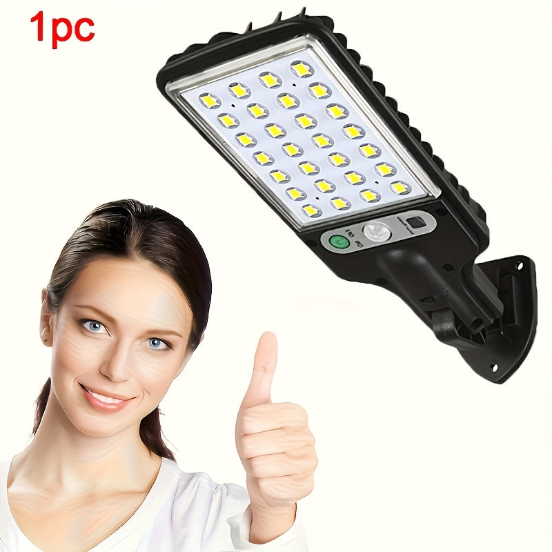 1 Outdoor Solar Street Light – Wide-Angle Solar Floodlight with PIR Motion Sensor, Supports Dusk-to-Dawn Automatic Lighting, 3 Selectable Working Modes. Perfect for Outdoor Gardens, Courtyards, Walls, Parking Lots, etc., with IP44 Waterproof Performance