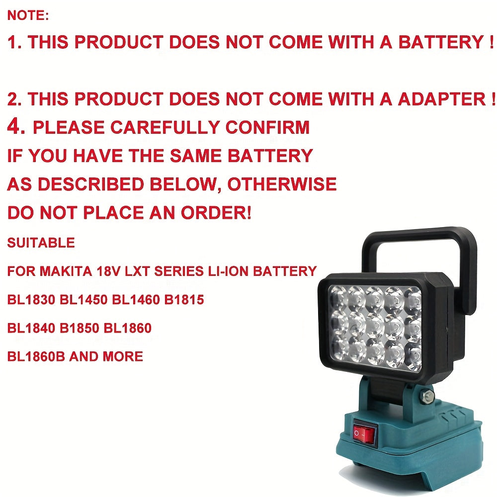 15-LED work light spotlight portable flashlight for Makita 18V lithium battery