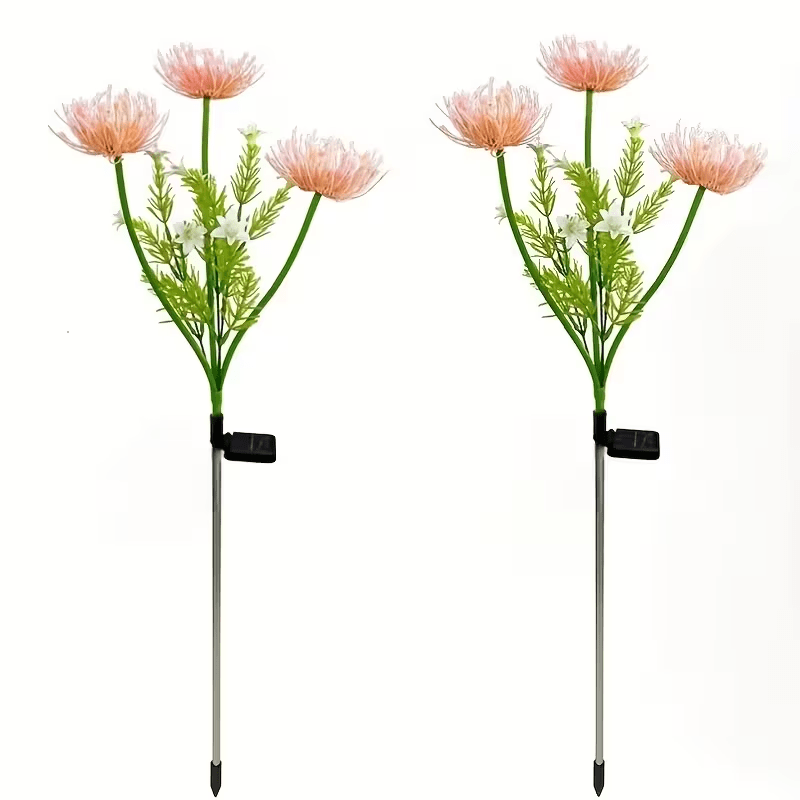 2pcs Solar 3-Head Lycoris Spider Lily Light, Red & Green Spring Courtyard Garden Lawn Pathway Decorative Light, Beautiful Gift for Mom