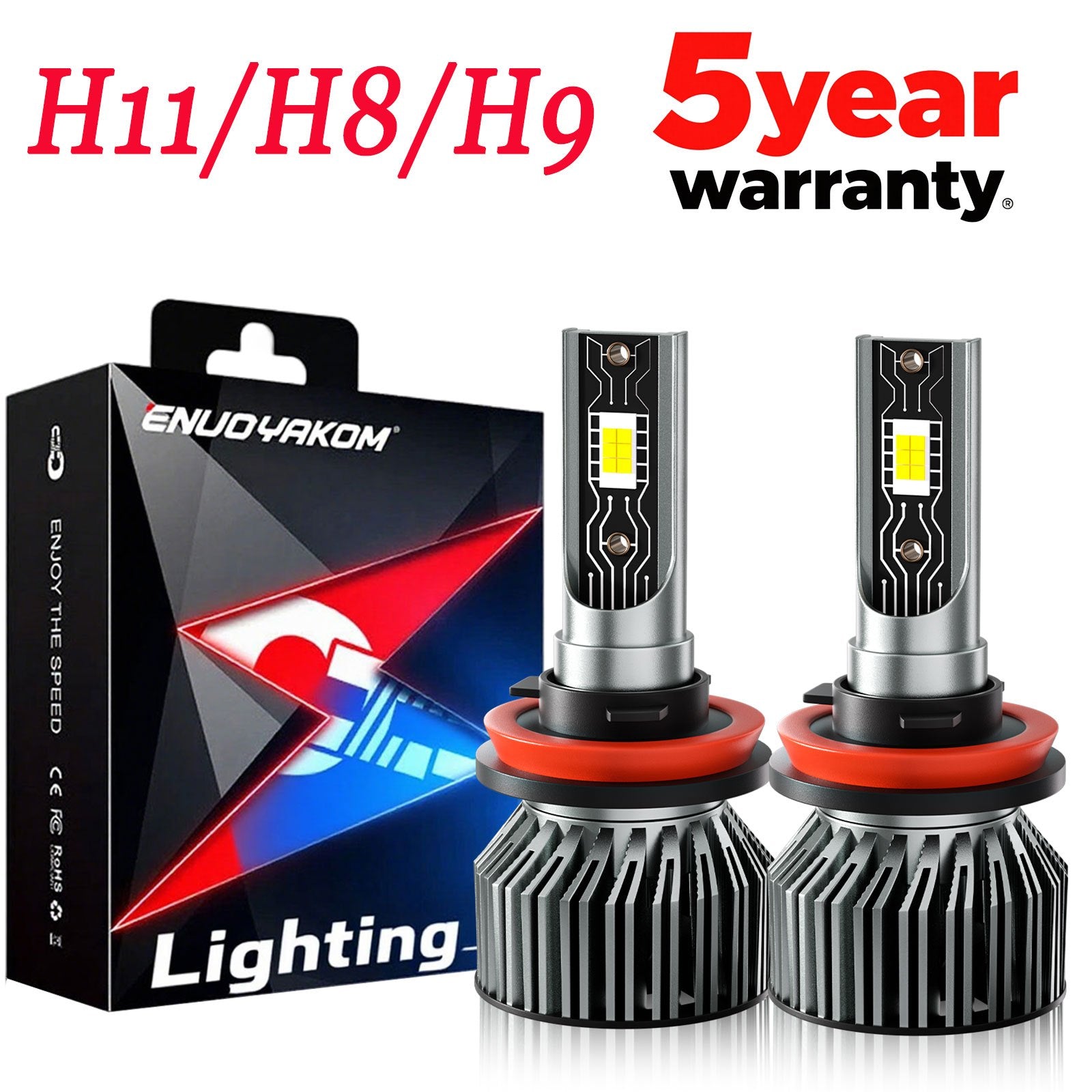 H11 H8 H9 TXBILMOO 2-Pack CSP LED Headlight High/Low Beam Bulbs Bright White Light 26000LM, No Battery Included