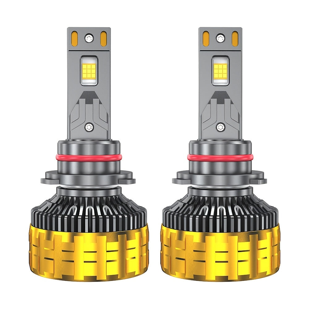 2个装 H4 H7 H11 LED 汽车大灯 H1 H9 9005 HB3 9006 HB4 9012 Hir2 9007 HB5 9008 H13 远近光灯泡 6000K 白色 800% 增亮，带外置驱动 Canbus 插件即用，无需电池