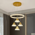 Modern LED Indoor Pendant Light with 4 Cone Pendant Decor, 3-Color Temperature Adjustable Color Temperature Lighting Fixture