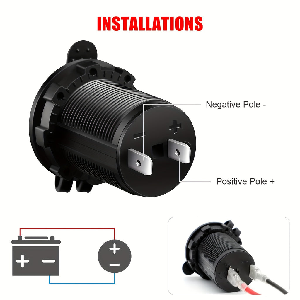1pc Car Power Outlet, Power Socket Splitter, Enhanced Cigarette Lighter Type for Vehicles, Boats & Motorcycles, No Battery Required
